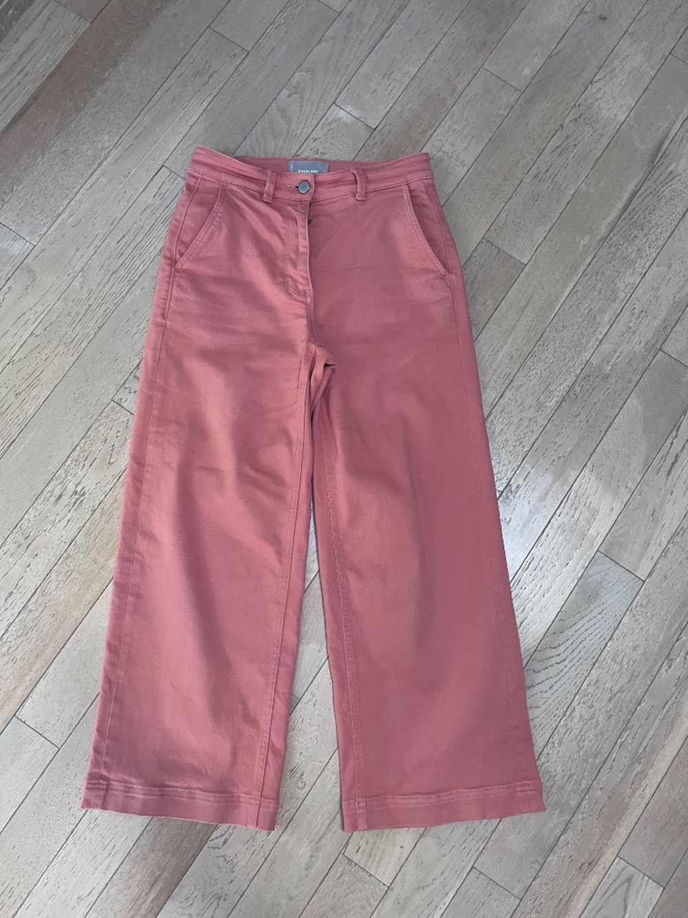 Everlane The Wide-Leg Crop Pant-Coral/Salmon Pink Size 2-Cotton Utility Preppy